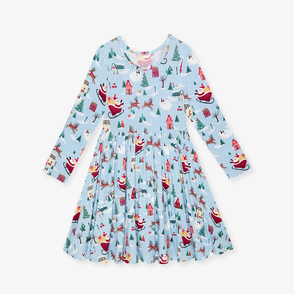 Bamboo Long Sleeve Twirl Dress - Christmasville