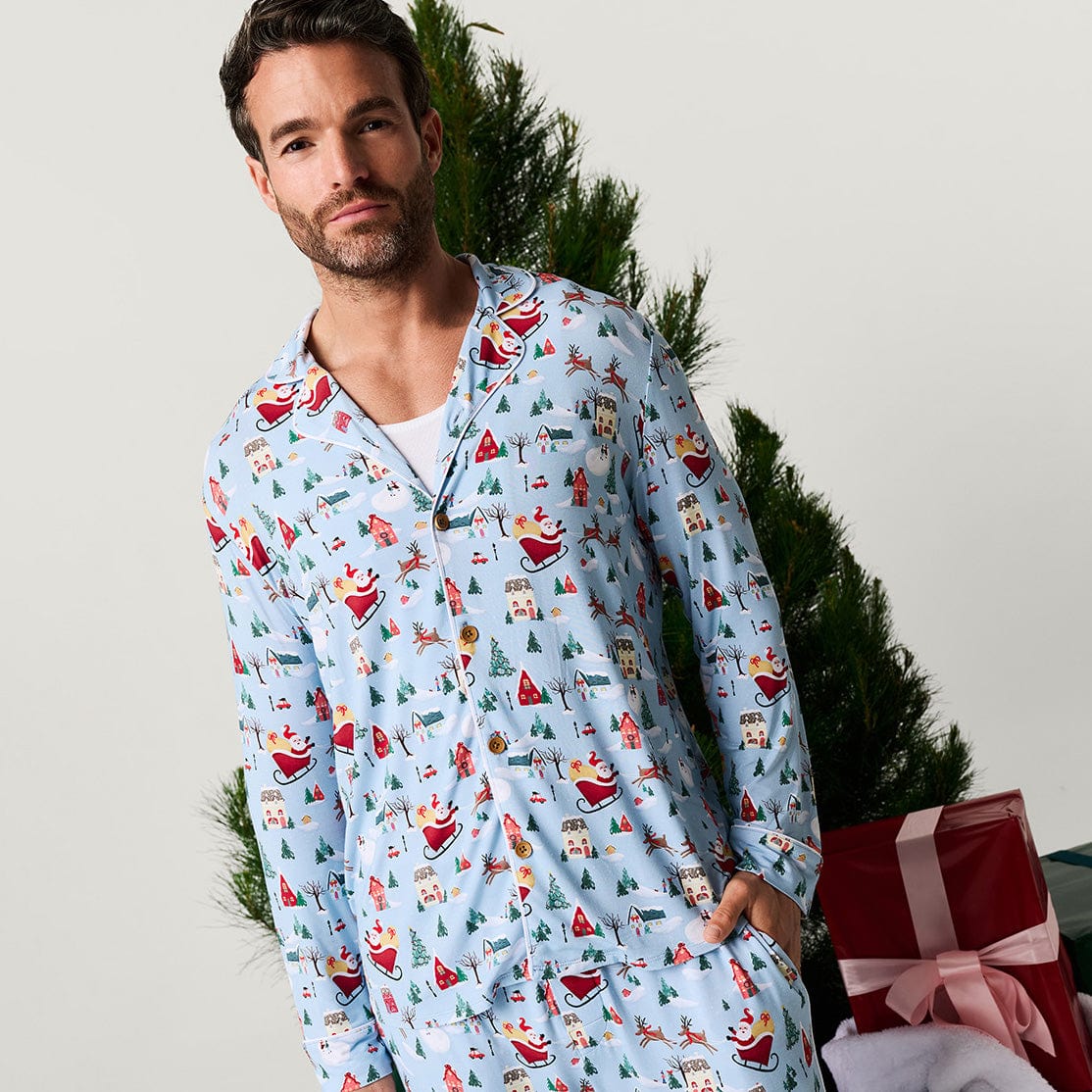 Bamboo Men's Luxe Top & Pajama Pant Set - Christmasville - Image 2
