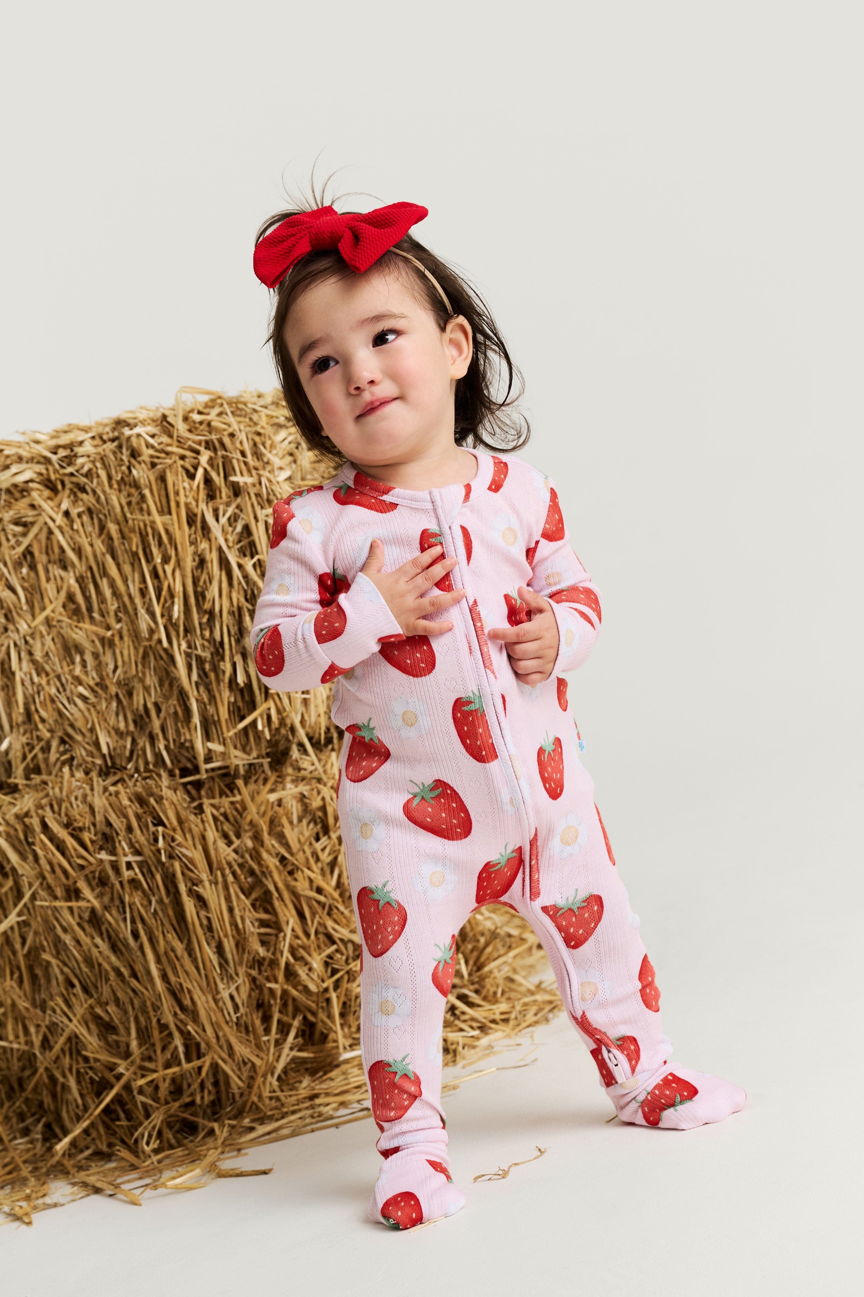 Bamboo Pointelle Convertible Footie Romper - Penny (Strawberries ) - Image 4