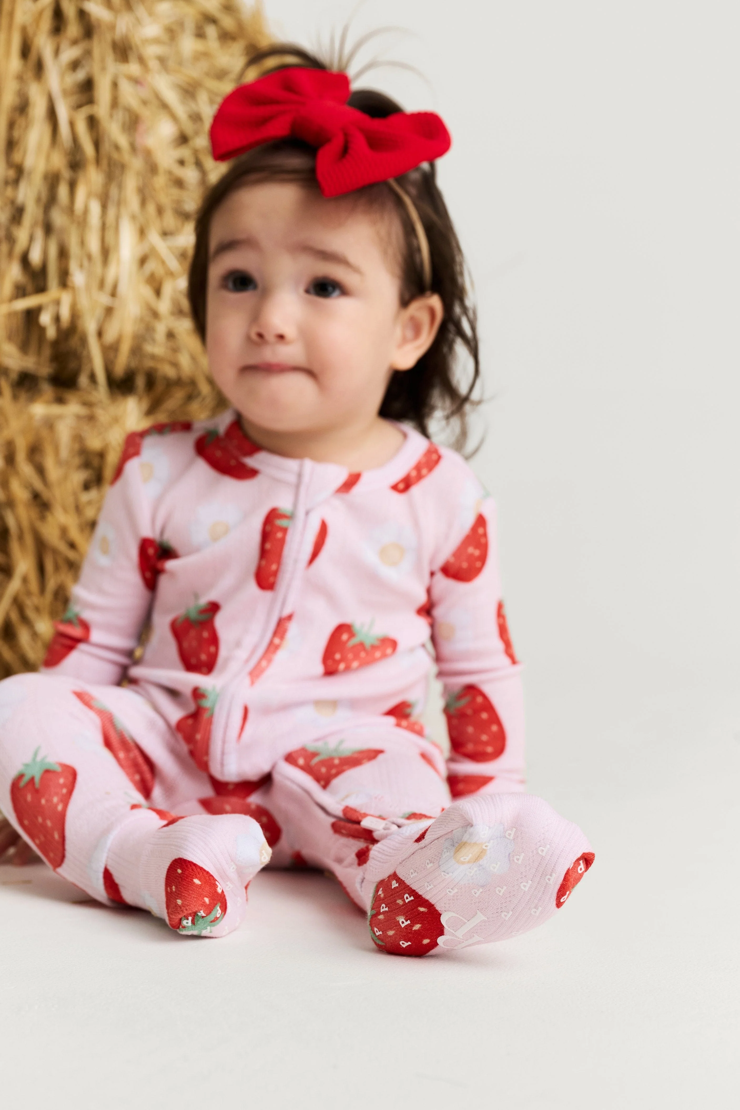 Bamboo Pointelle Convertible Footie Romper - Penny (Strawberries ) - Image 6
