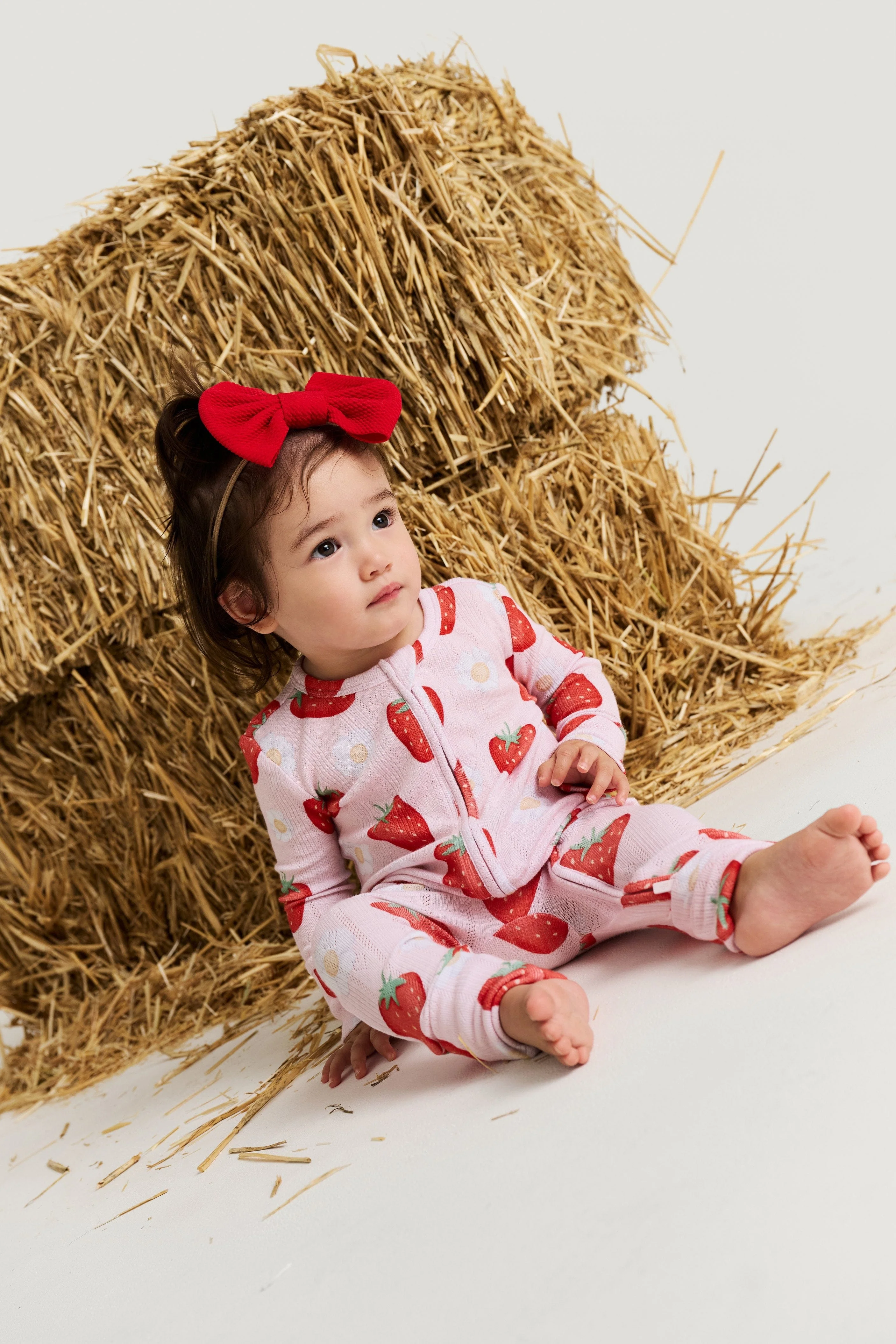 Bamboo Pointelle Convertible Footie Romper - Penny (Strawberries ) - Image 7