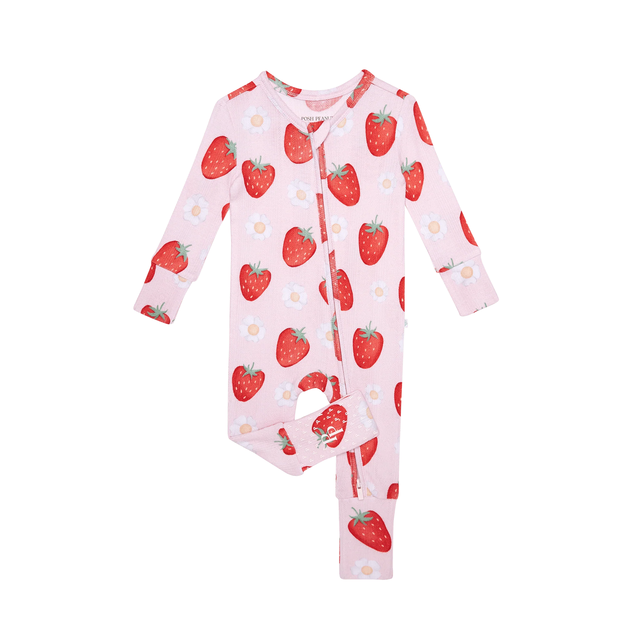 Bamboo Pointelle Convertible Footie Romper - Penny (Strawberries ) - Image 8