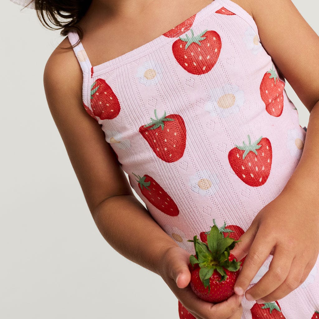 Bamboo Pointelle Lettuce Edge Cami & Short Set - Penny (Strawberries ) - Image 3