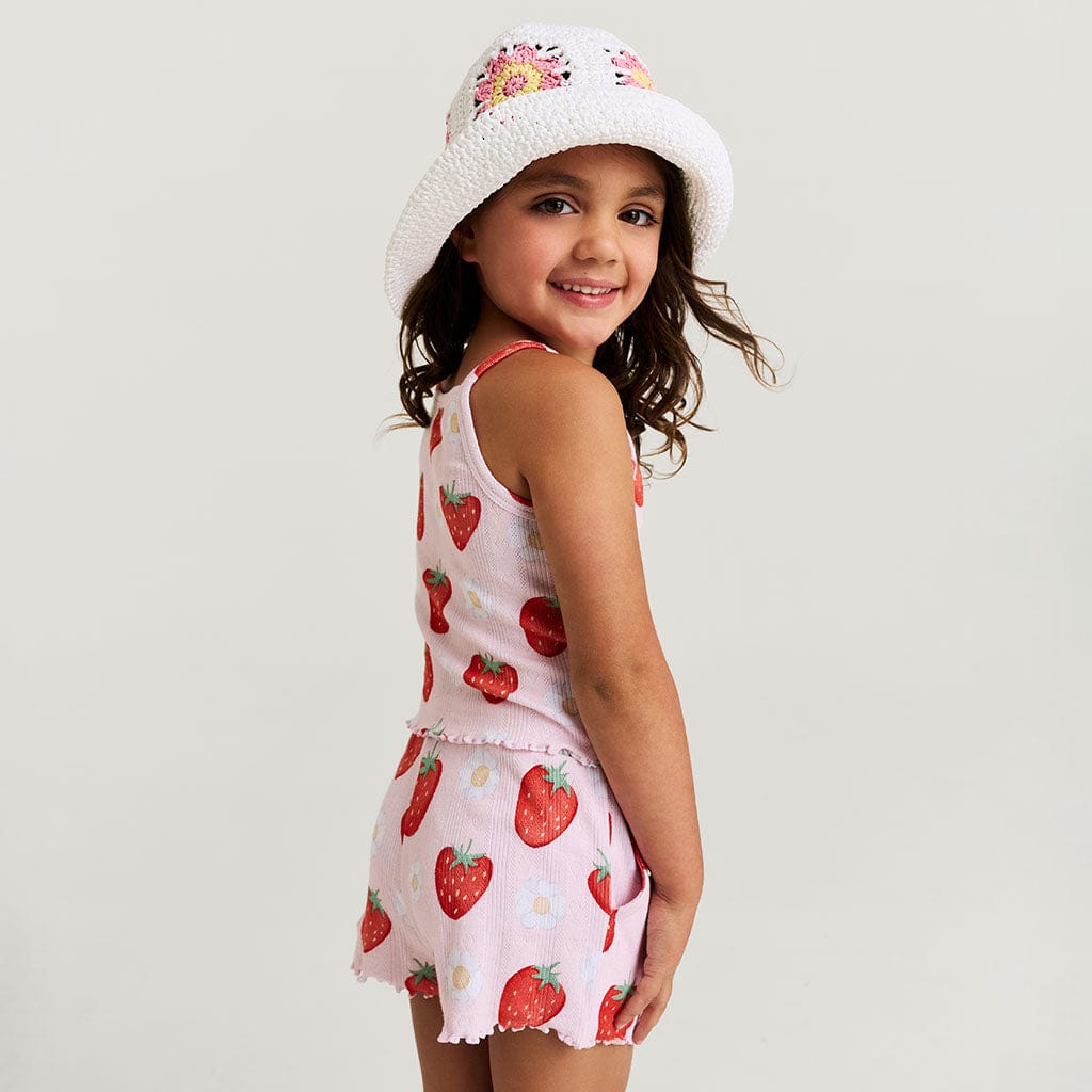 Bamboo Pointelle Lettuce Edge Cami & Short Set - Penny (Strawberries ) - Image 4