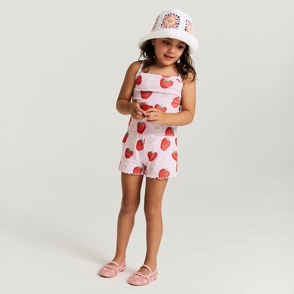 Bamboo Pointelle Lettuce Edge Cami & Short Set - Penny (Strawberries ) - Image 5