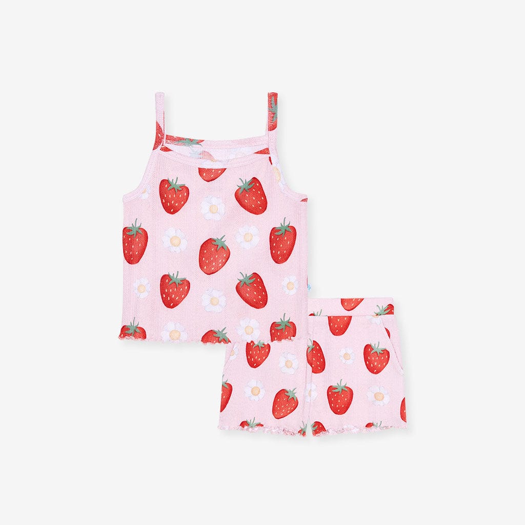 Bamboo Pointelle Lettuce Edge Cami & Short Set - Penny (Strawberries ) - Image 8