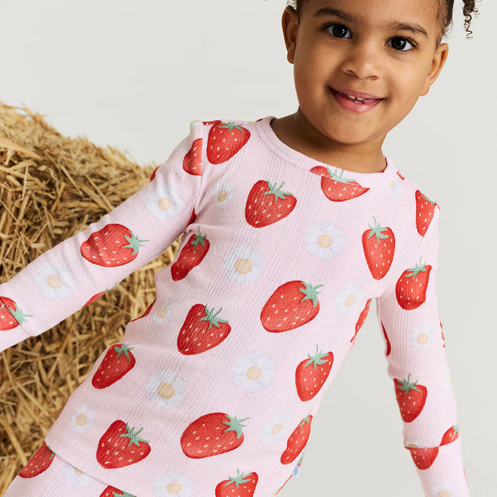 Bamboo Pointelle Long Sleeve Pajama Set - Penny (Strawberries ) - Image 2
