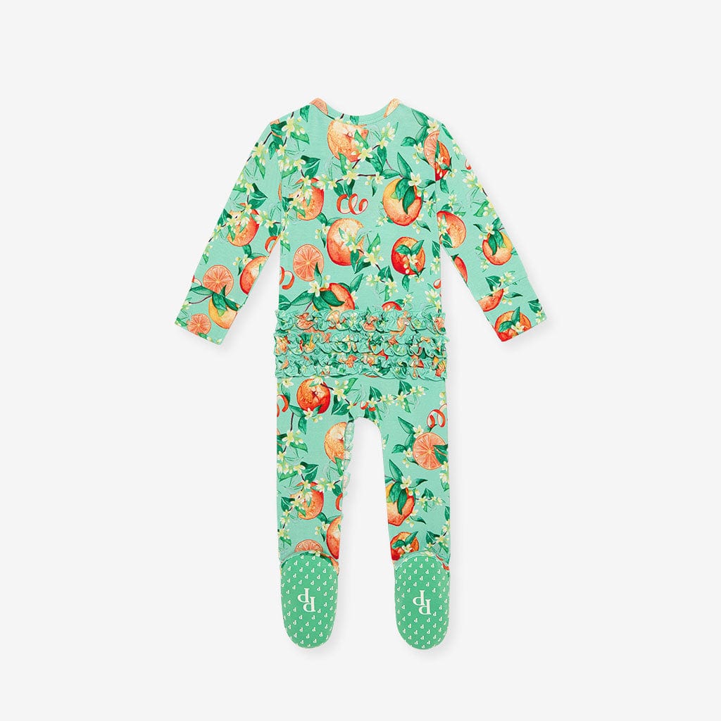 Bamboo Ruffle Footie with 2-Way Zipper - Arancia (Citrus) - Image 7