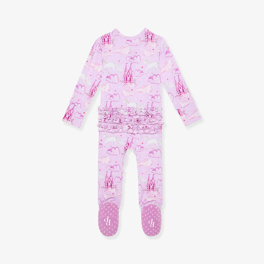 Bamboo Ruffle Footie with 2-Way Zipper - Lilith (Unicorns) - Image 8