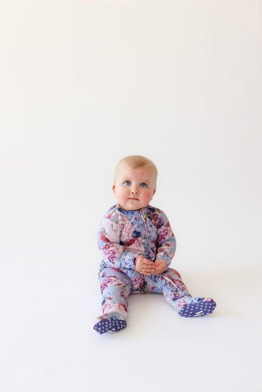 Bamboo Ruffle Footie with Zipper - Annie (Floral) - Image 3