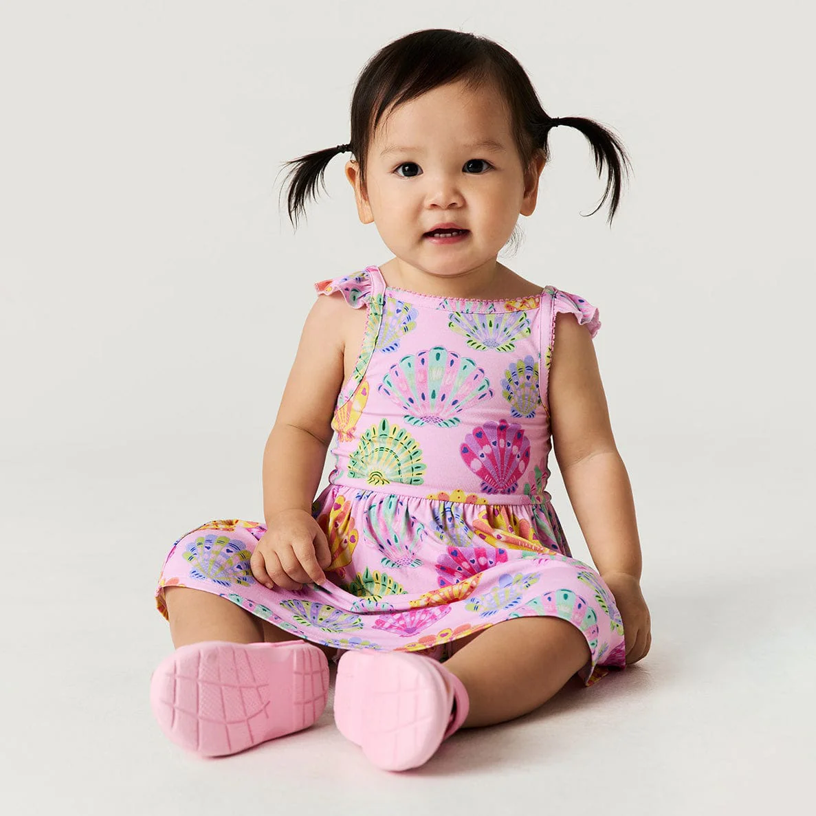 Bamboo Ruffled Picot Bodysuit Dress - Catalina (Seashells) - Image 2