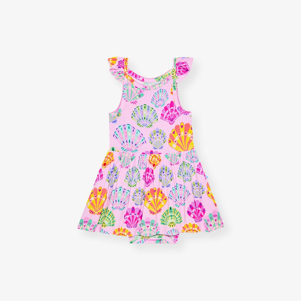 Bamboo Ruffled Picot Bodysuit Dress - Catalina (Seashells) - Image 3