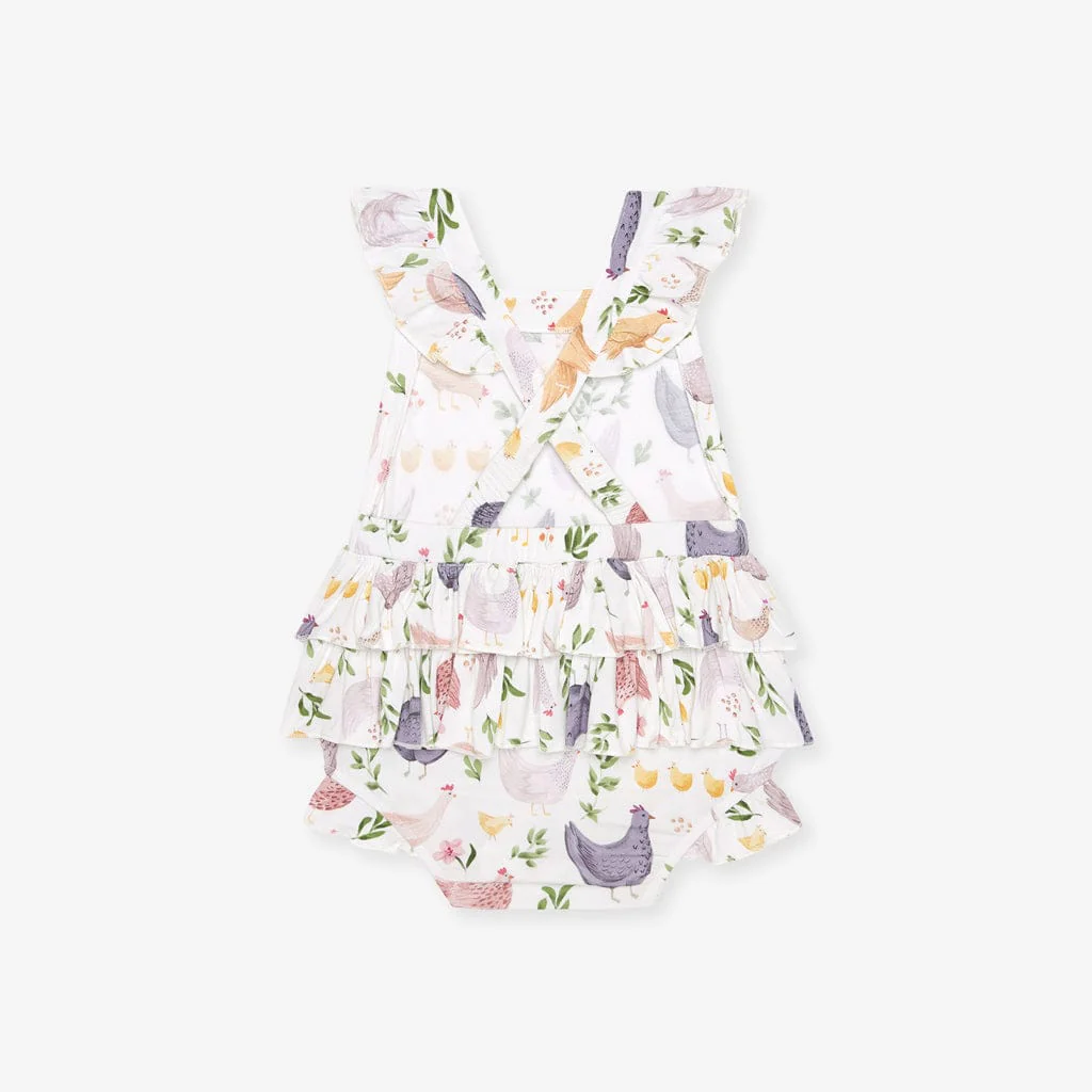 Bamboo Ruffled Strap Bubble Romper - Jo (Chickens) - Image 6