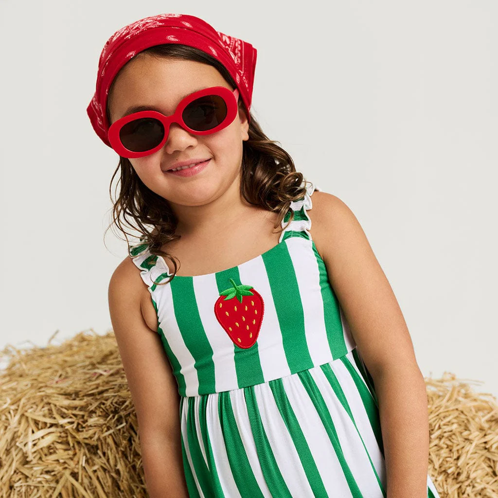 Bamboo Ruffled Strap Dress - Strawberry Stripe - Image 2