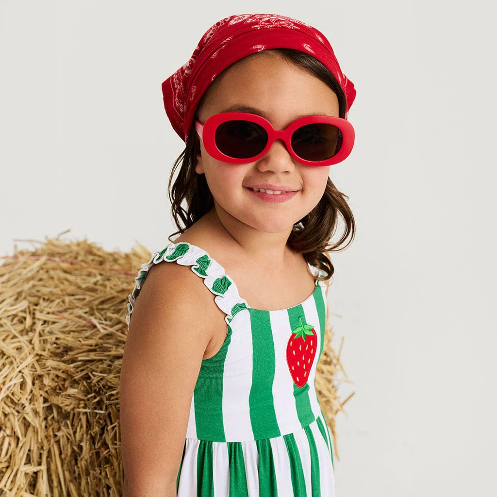 Bamboo Ruffled Strap Dress - Strawberry Stripe - Image 3