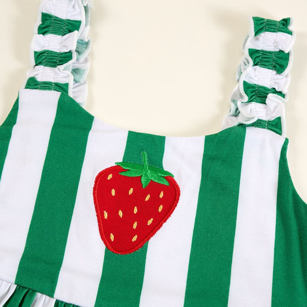 Bamboo Ruffled Strap Dress - Strawberry Stripe - Image 4