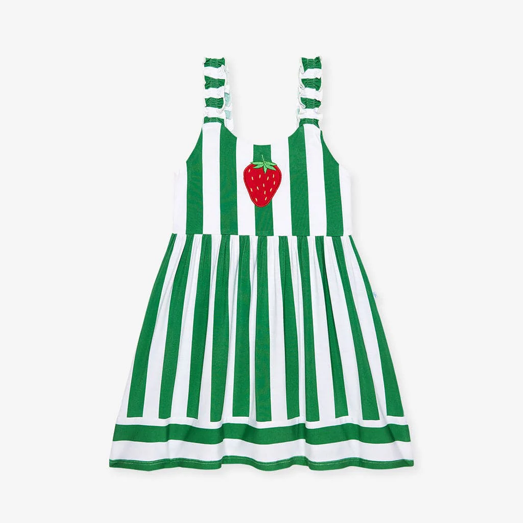 Bamboo Ruffled Strap Dress - Strawberry Stripe - Image 5