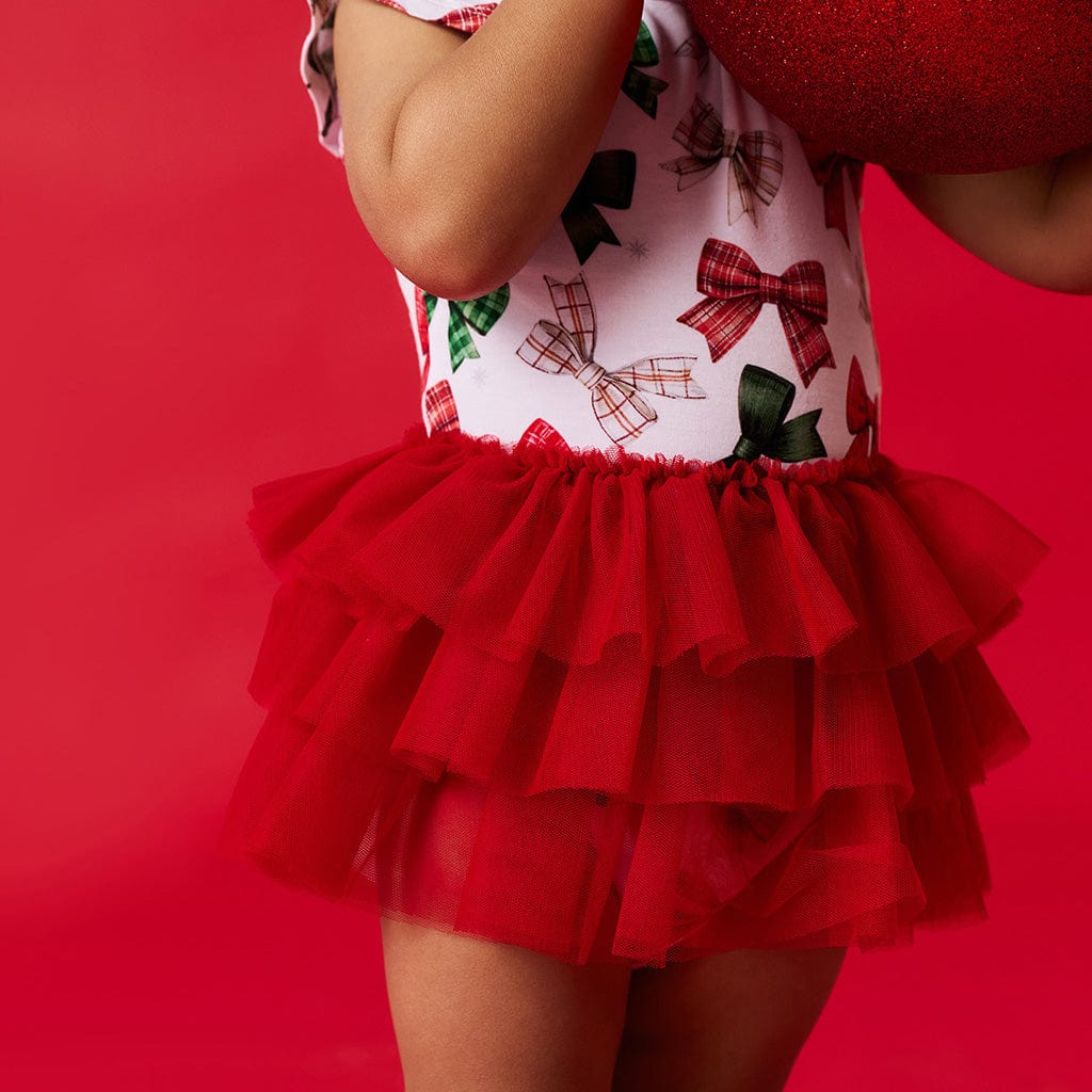 Bamboo Ruffled Tulle Bodysuit Dress - Christabel (Bows) - Image 2