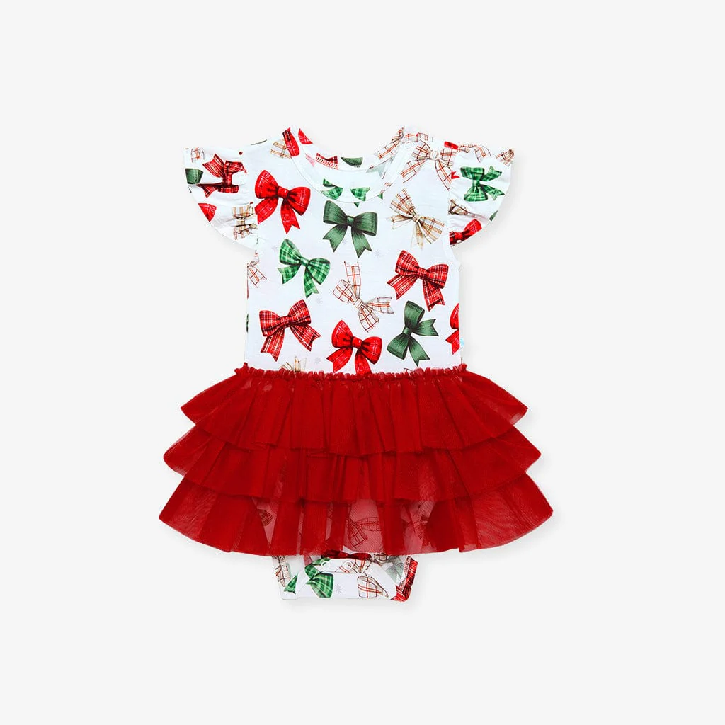 Bamboo Ruffled Tulle Bodysuit Dress - Christabel (Bows) - Image 3