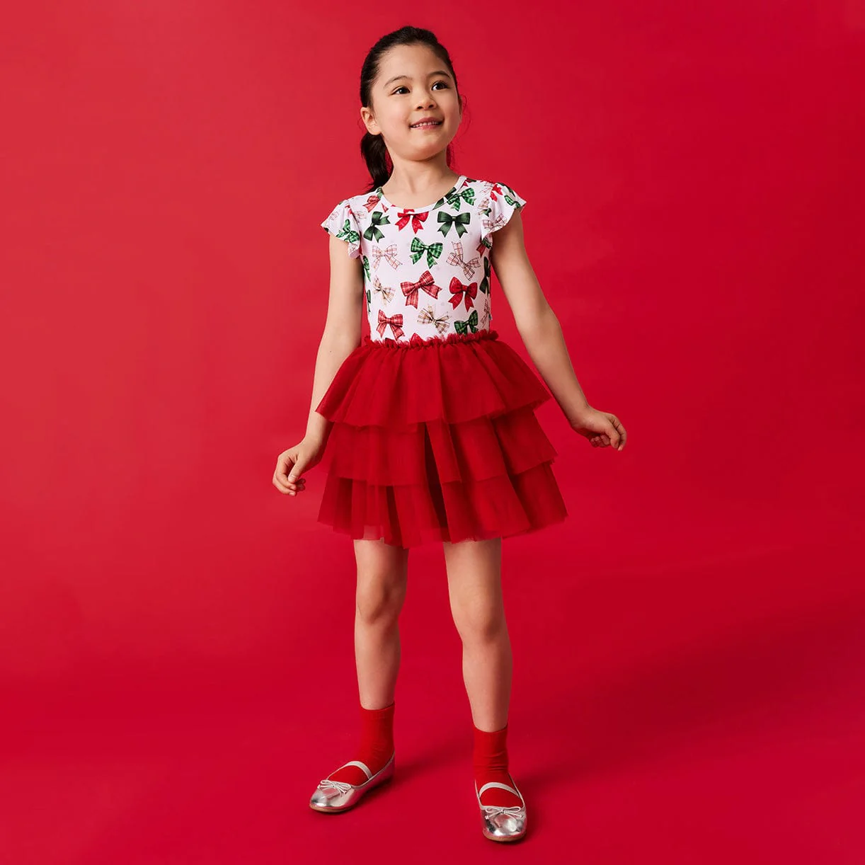 Bamboo Ruffled Tulle Dress - Christabel (Bows) - Image 3