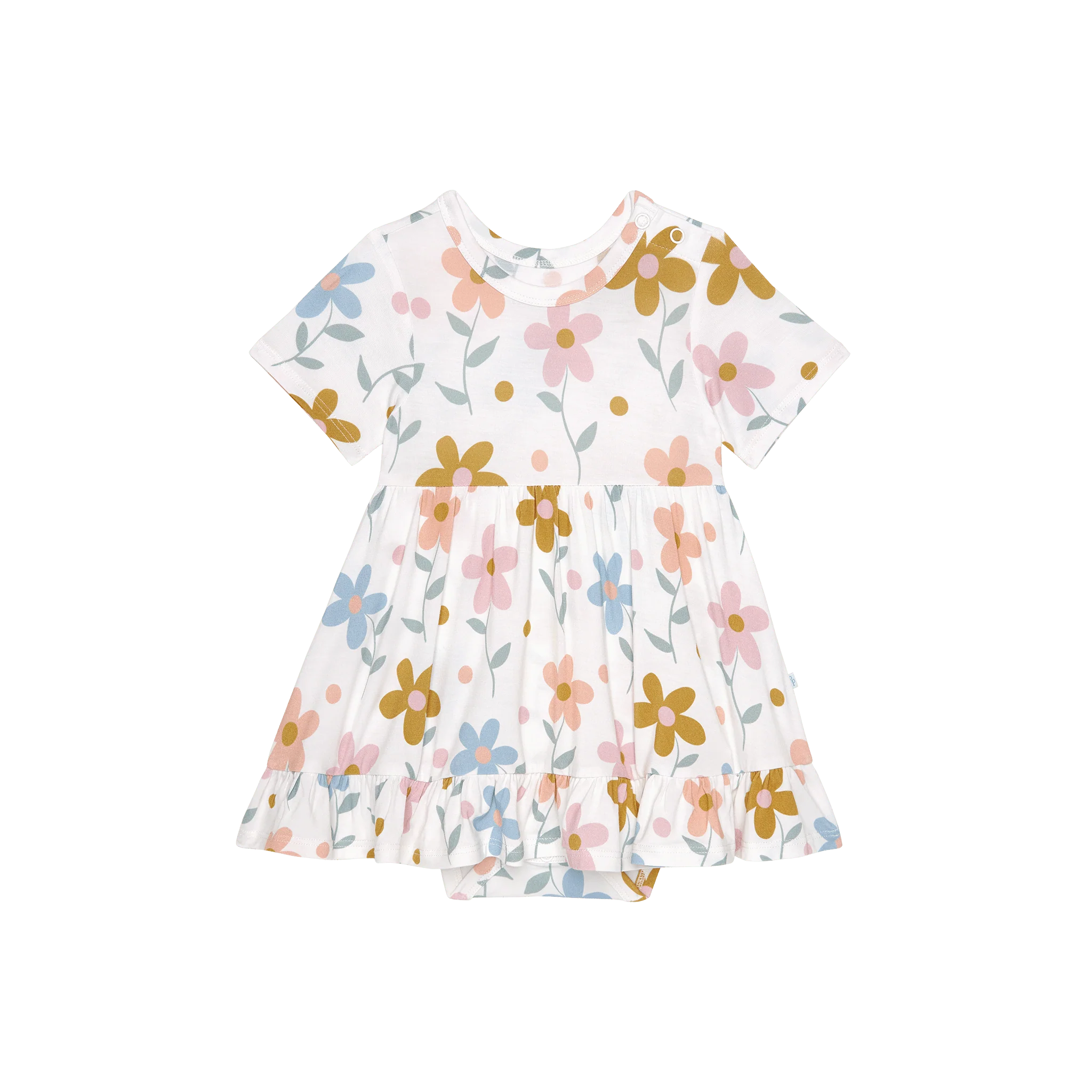 Bamboo Ruffled Twirl Bodysuit Dress - Daisy (Florals) - Image 2