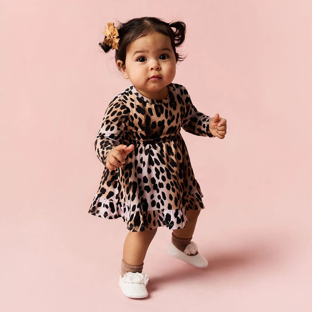 Bamboo Ruffled Twirl Bodysuit Dress - Loretta Leopard - Image 2