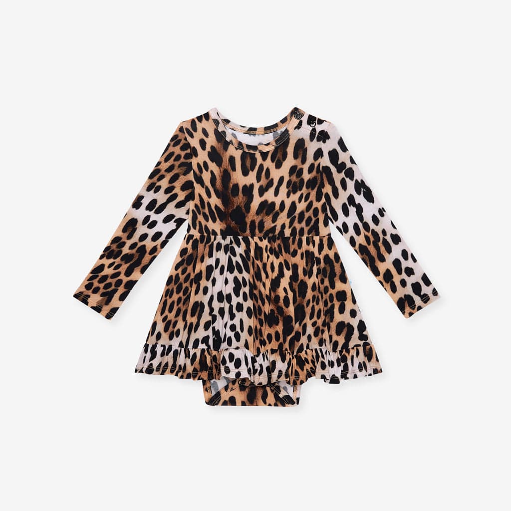 Bamboo Ruffled Twirl Bodysuit Dress - Loretta Leopard - Image 3
