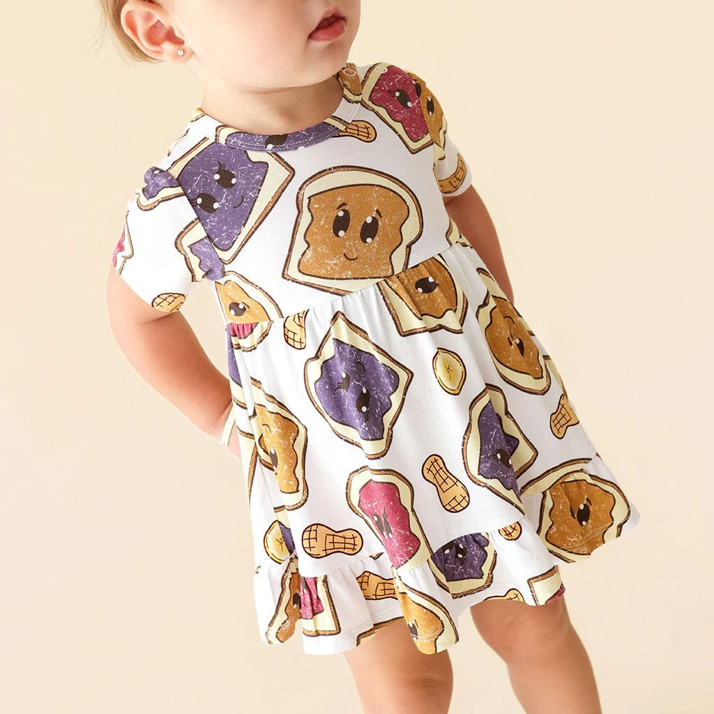 Bamboo Ruffled Twirl Bodysuit Dress - Peanut Butter Jelly Time - Image 2