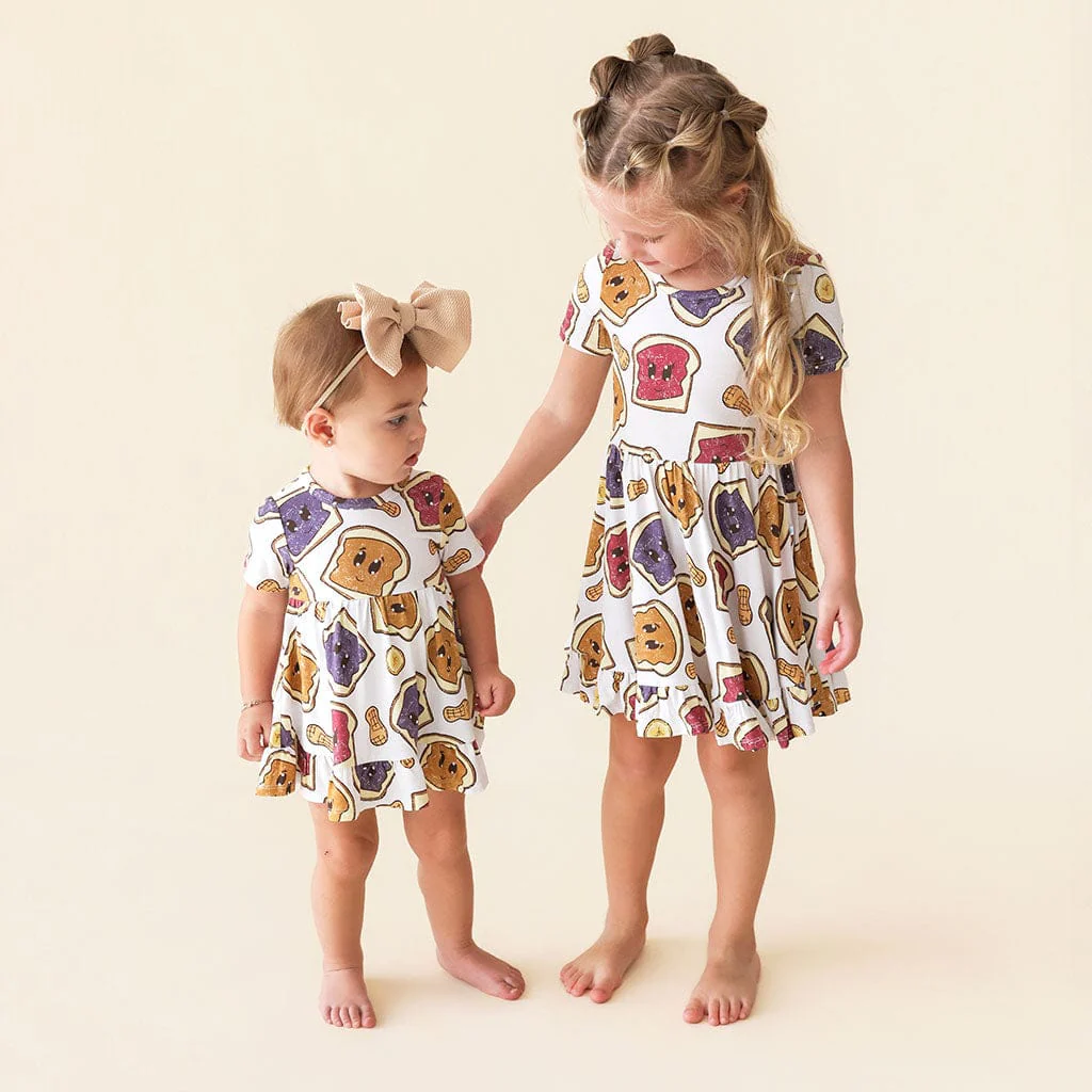 Bamboo Ruffled Twirl Bodysuit Dress - Peanut Butter Jelly Time - Image 3