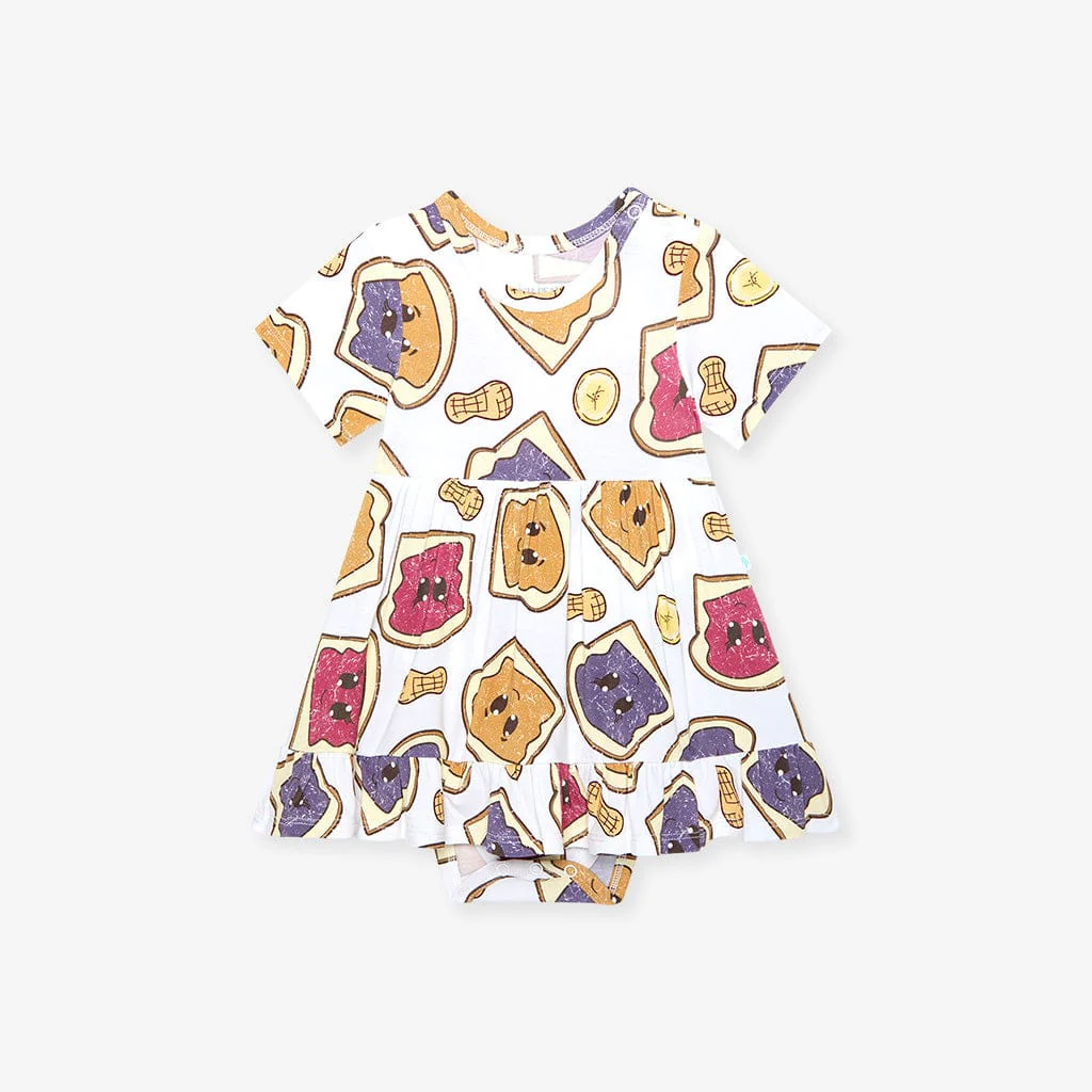 Bamboo Ruffled Twirl Bodysuit Dress - Peanut Butter Jelly Time - Image 5