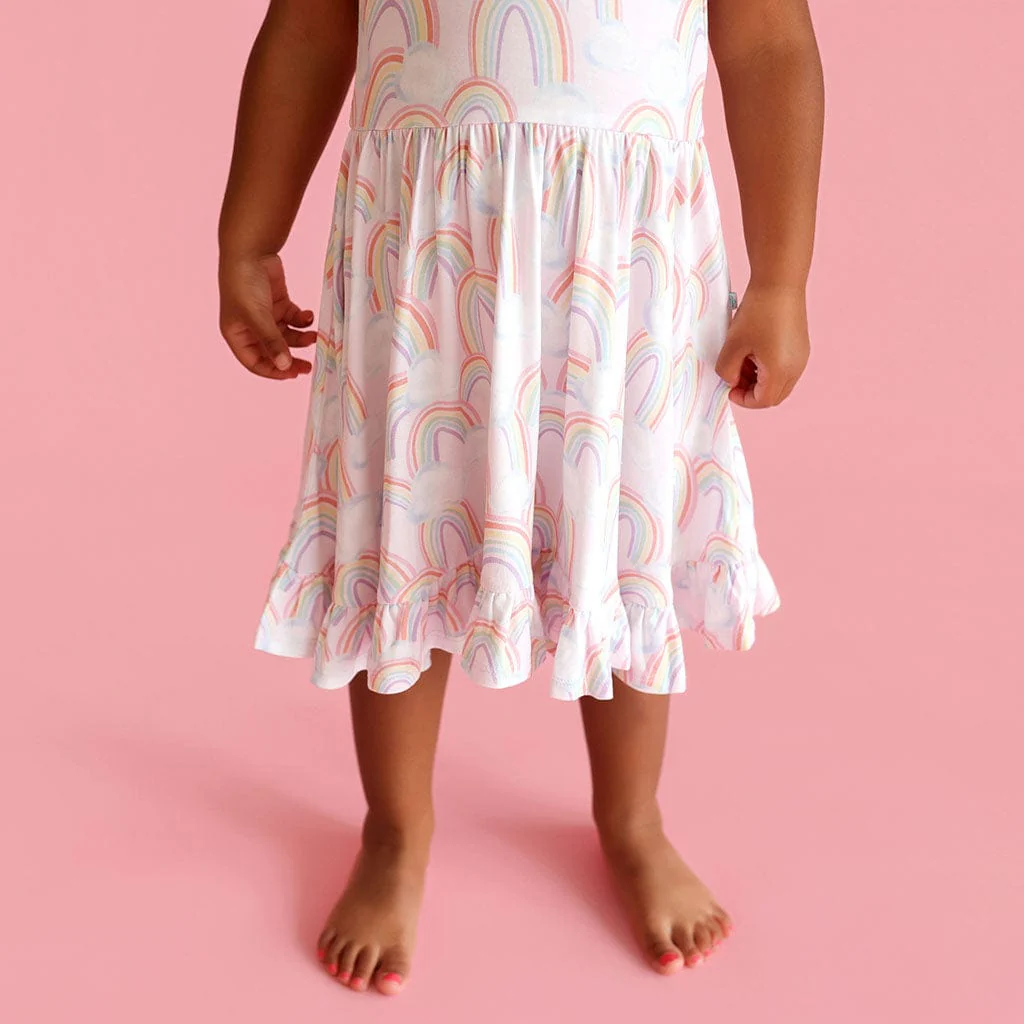 Bamboo Ruffled Twirl Dress - April (Rainbows) - Image 2