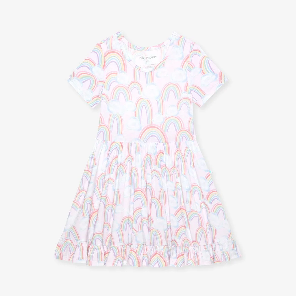 Bamboo Ruffled Twirl Dress - April (Rainbows) - Image 3