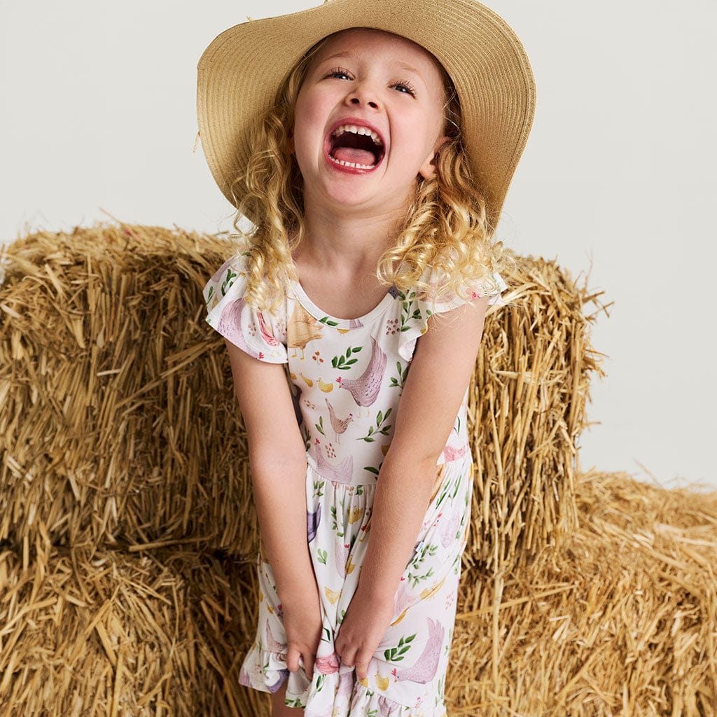Bamboo Ruffled Twirl Dress - Jo (Chickens) - Image 3