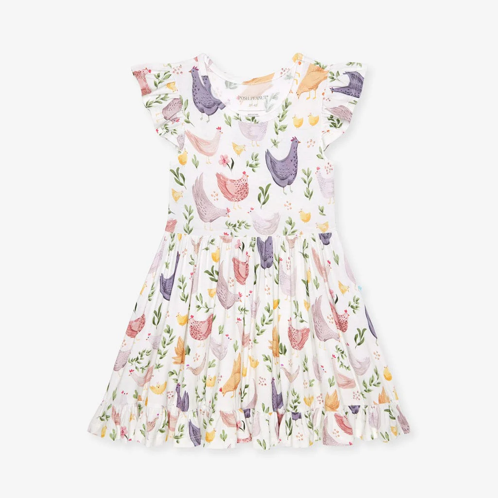 Bamboo Ruffled Twirl Dress - Jo (Chickens) - Image 4