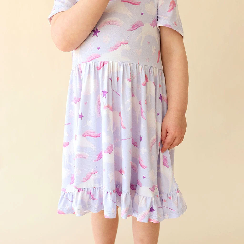 Bamboo Ruffled Twirl Dress - Thea (Unicorns) - Image 2