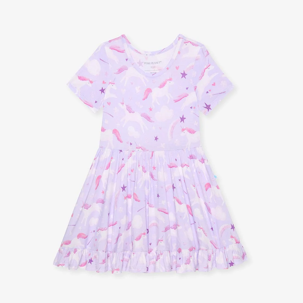 Bamboo Ruffled Twirl Dress - Thea (Unicorns) - Image 3