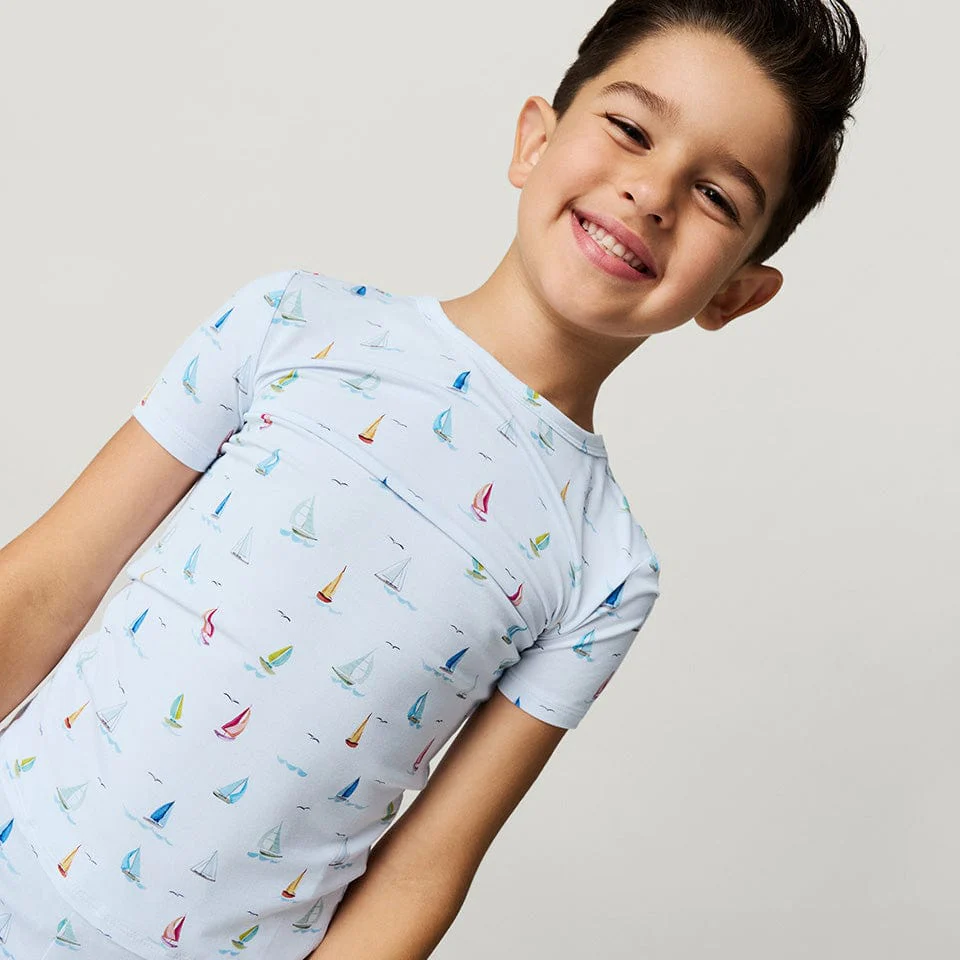 Bamboo Short Sleeve Pajama Set with Shorts - Oslow (Sailboats) - Image 2