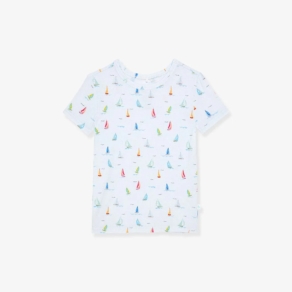 Bamboo Short Sleeve Pajama Set with Shorts - Oslow (Sailboats) - Image 5