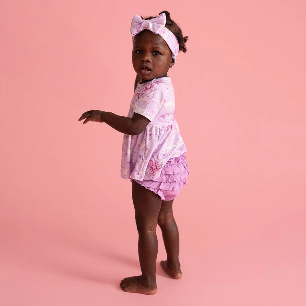 Bamboo Short Sleeve Peplum Top & Bummies Outfit Set - Lilith (Unicorns) - Image 3
