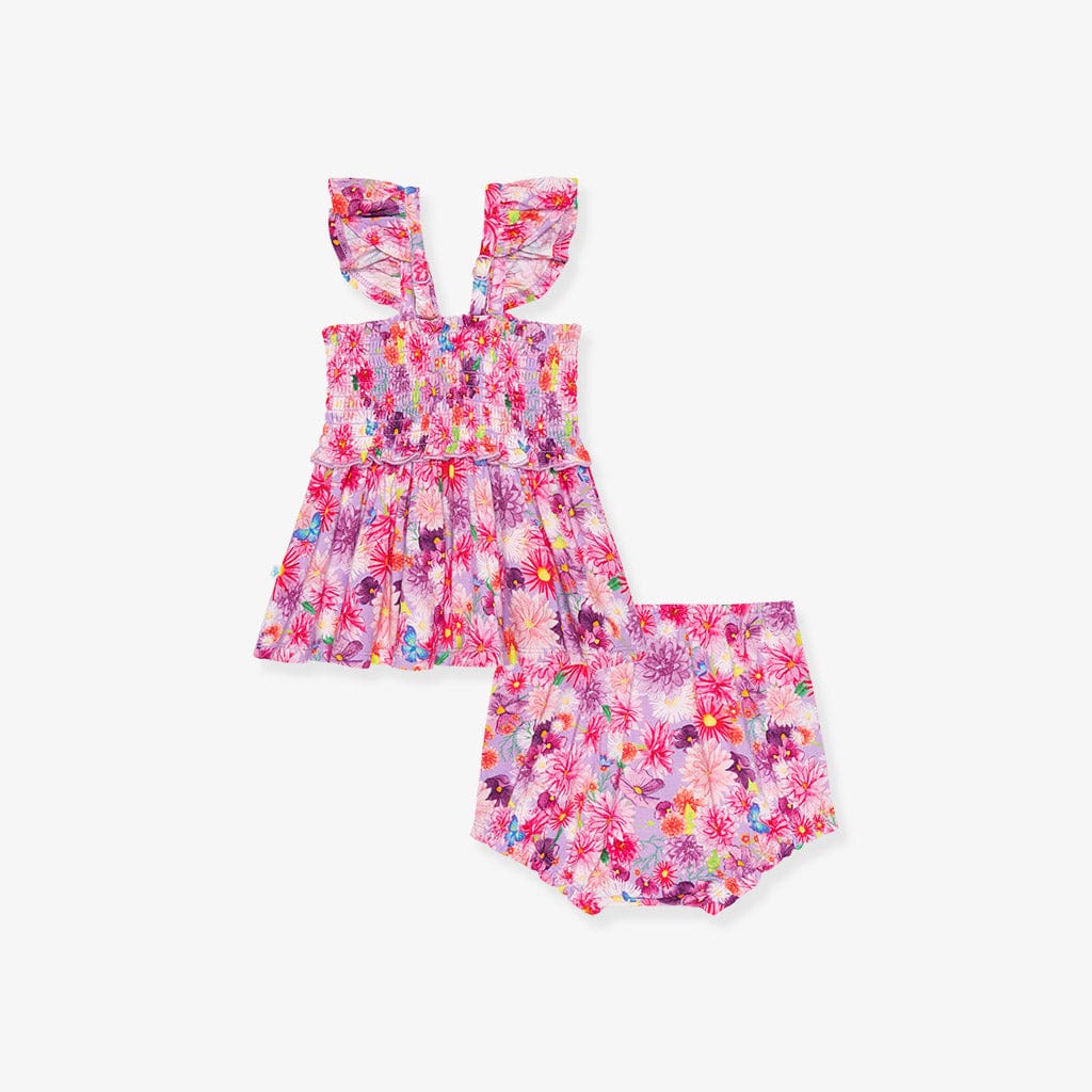 Bamboo Smocked Babydoll Top & Bummies Outfit Set - Zinnia (Floral) - Image 5