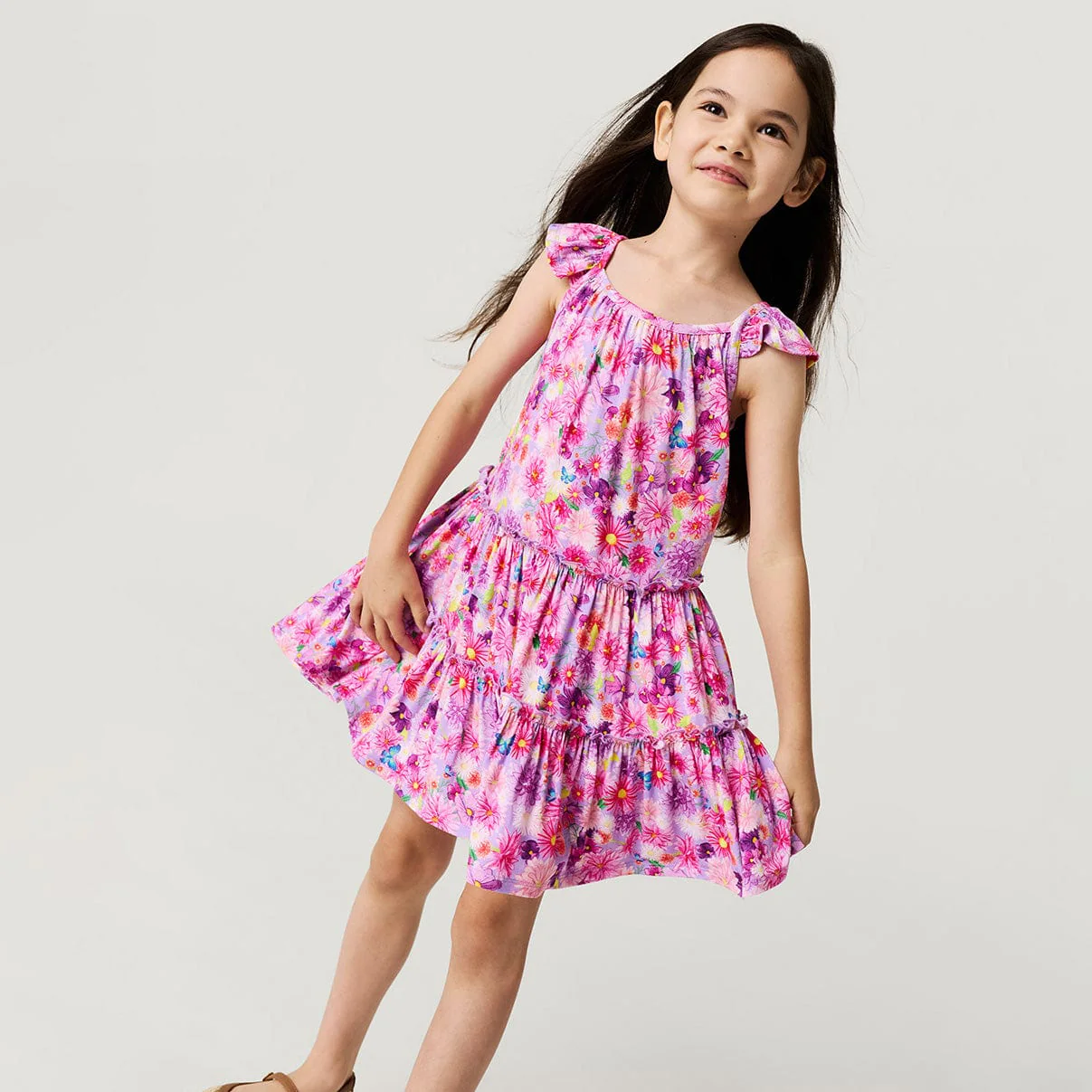 Bamboo Tiered Dress - Zinnia (Floral) - Image 4