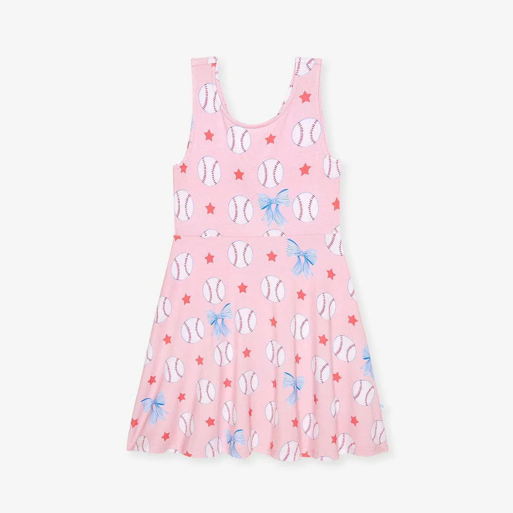 Bamboo Twist Back Skater Dress - Gina (Baseballs) - Image 5