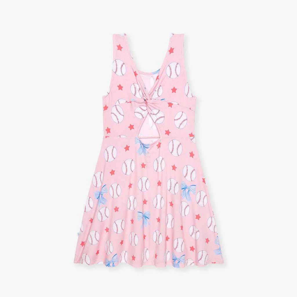 Bamboo Twist Back Skater Dress - Gina (Baseballs) - Image 6