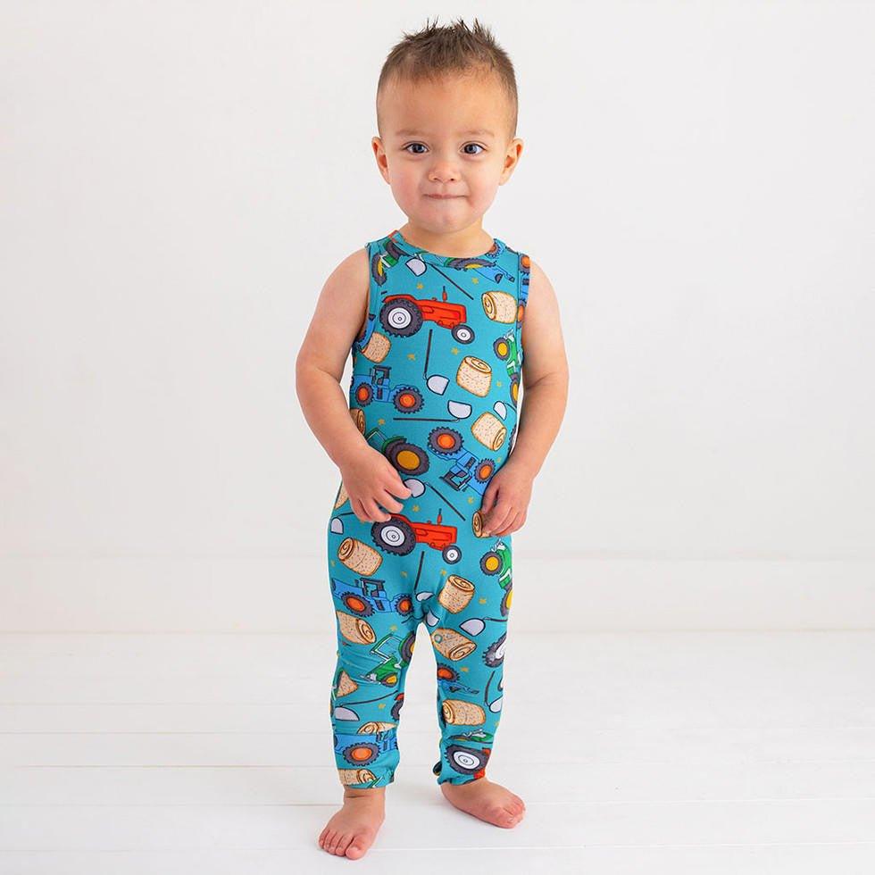 Boy's Bamboo Basic Racerback Romper - Roberts (Trucks) - Image 4