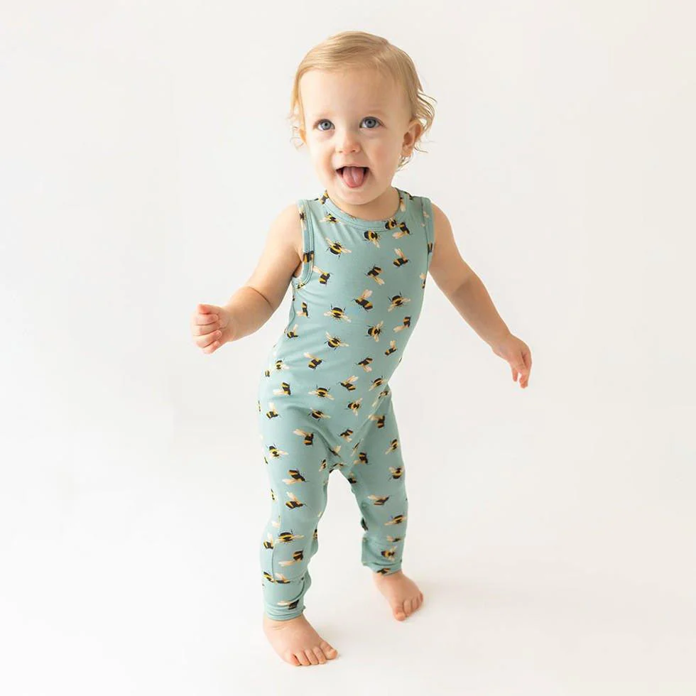 Bamboo Basic Racerback Romper - Spring Bee - Image 2