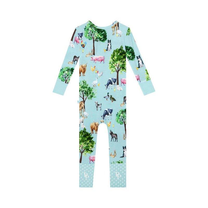 Boy's Bamboo Convertible Footie Romper - Brayden (Farm Animals) - Image 2