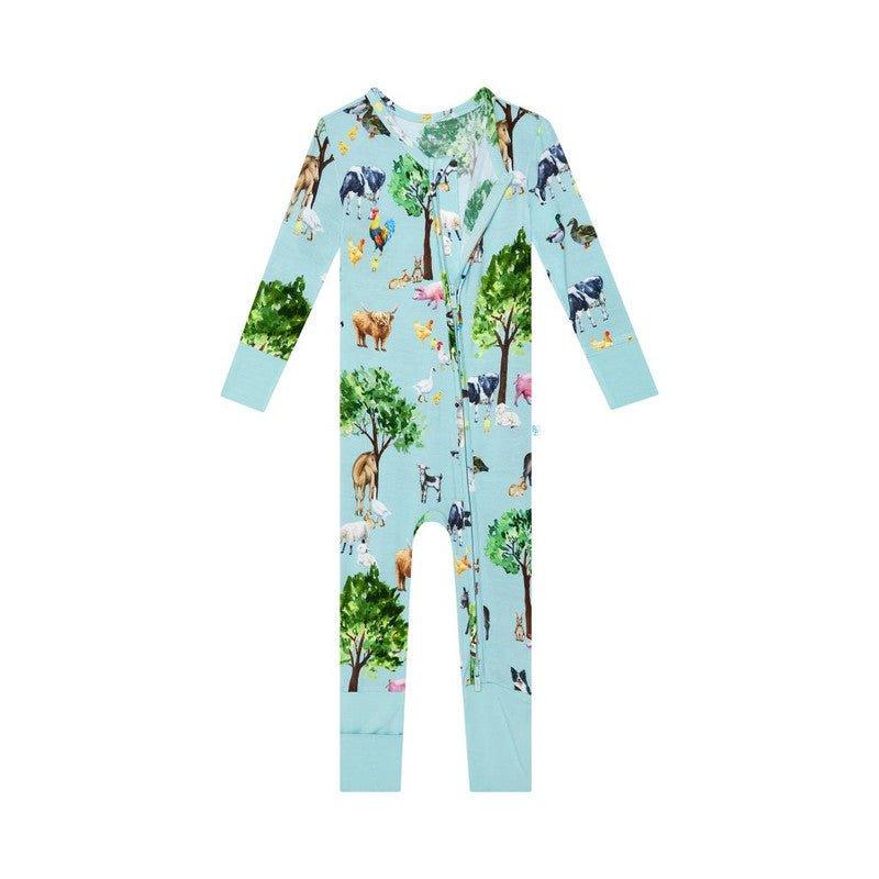 Boy's Bamboo Convertible Footie Romper - Brayden (Farm Animals) - Image 3