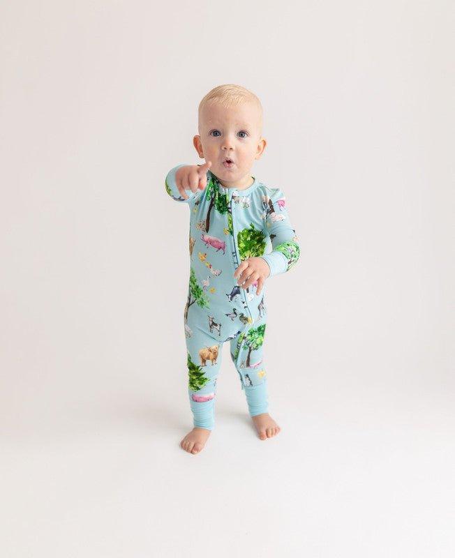 Boy's Bamboo Convertible Footie Romper - Brayden (Farm Animals) - Image 5