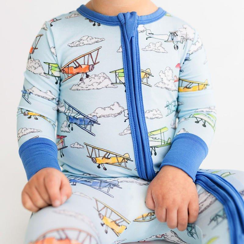 Boy's Convertible Footie Romper - Flyer (Biplanes) - Image 4