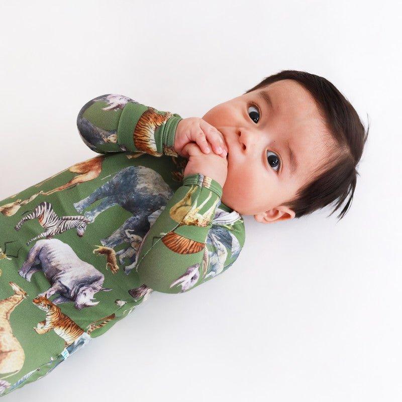 Boy's Bamboo Convertible Footie Romper - Posh Safari - Image 4